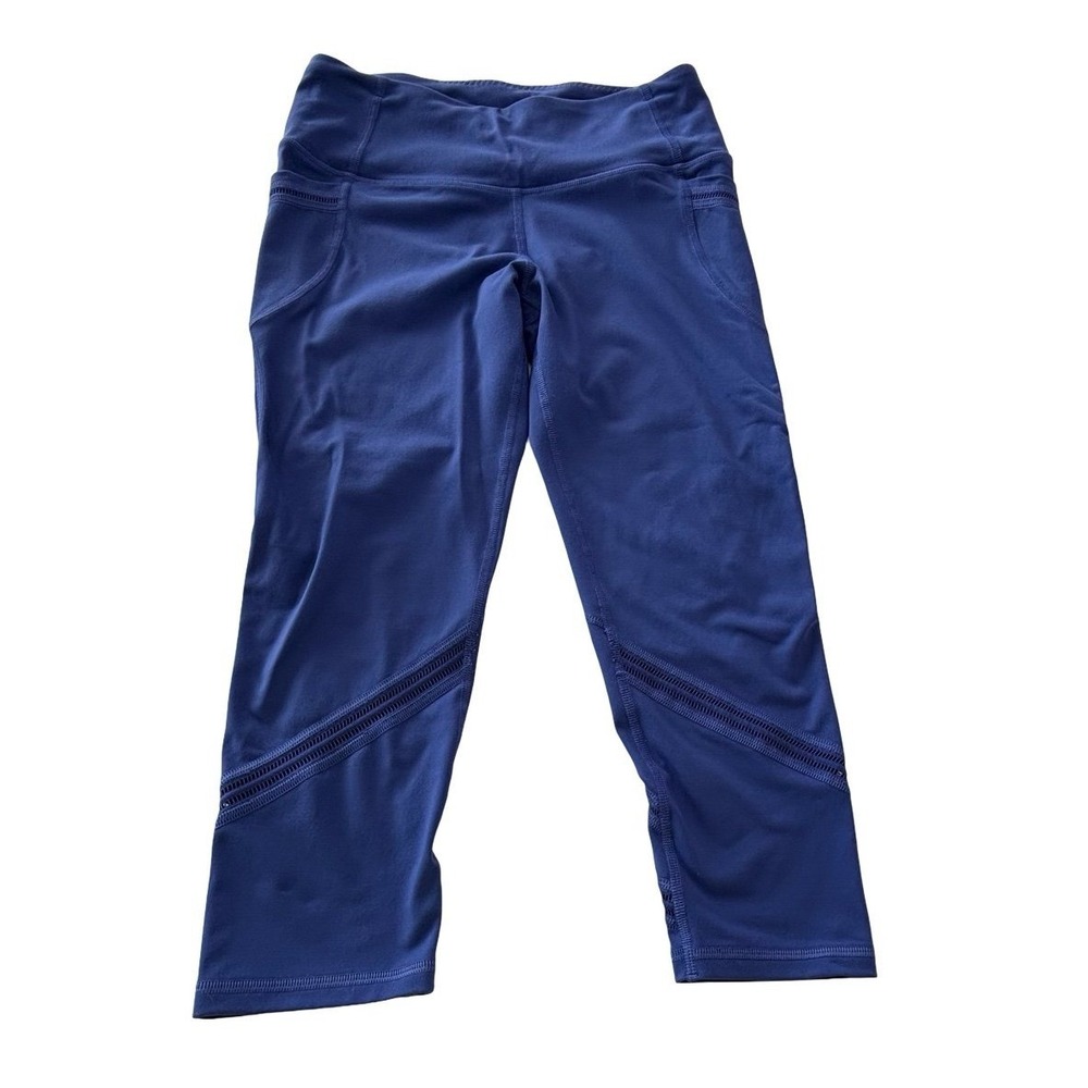 Victoria's Secret Sport Knockout Capri Leggings Medium Blue Athletic Pockets